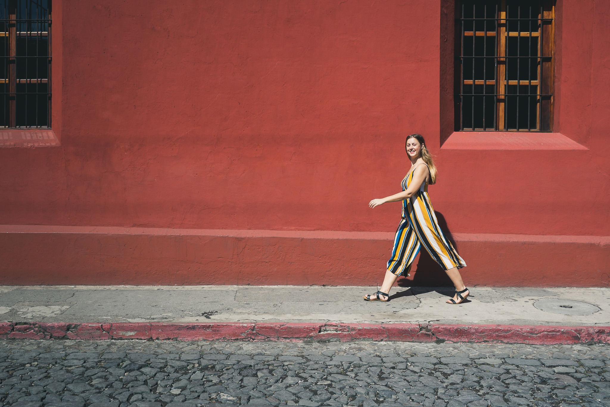 Branding & Lifestyle Portrait | Amanda Smith - Freelance Writer | Antigua Guatemala Urban Street Red Wall 13